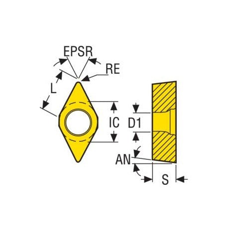 Seco Turning Insert D Shape Code 3.97 x 0.4 x 9.53mm X Insert Type - W-F1 7° Grade TP1030 ± 0.13/± 0.05mm DCMX11T304W-F1 Pack of 102
