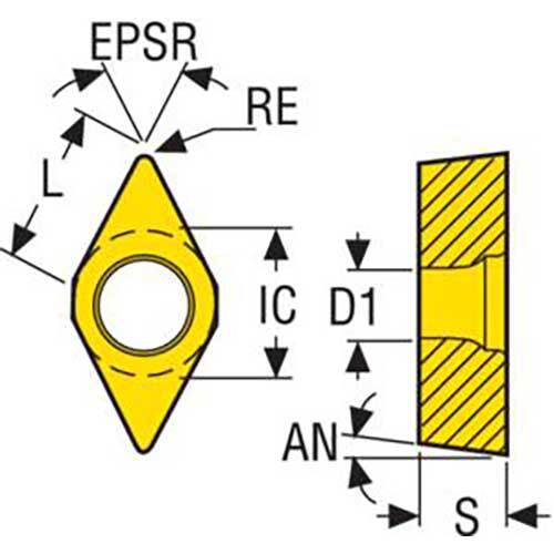 Seco Turning Insert D Shape Code 3.97 x 0.8 x 9.53mm T Insert Type - F1 11° Grade TP25 DPMT11T308-F1 Pack of 102