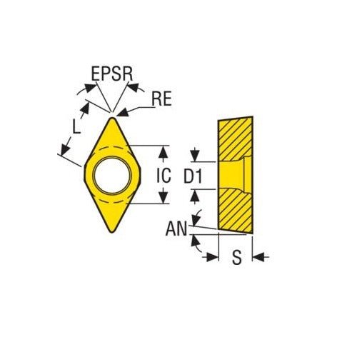 Seco Turning Insert D Shape Code 3.97 x 0.4 x 9.53mm X Insert Type - W - F1 7° Grade TP1030 ± 0.13/± 0.05mm DCMX11T304W - F1 Pack of 10 - AIMS Industrial Supplies