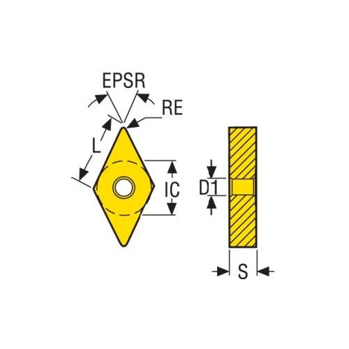 Seco Turning Insert D Shape Code 4.76 x 0.8 x 9.53mm U Insert Type - M3 Grade TP1501 ± 0.13/± 0.05mm Tolerance DNMU110408-M3,TP1501 - Pack of 104