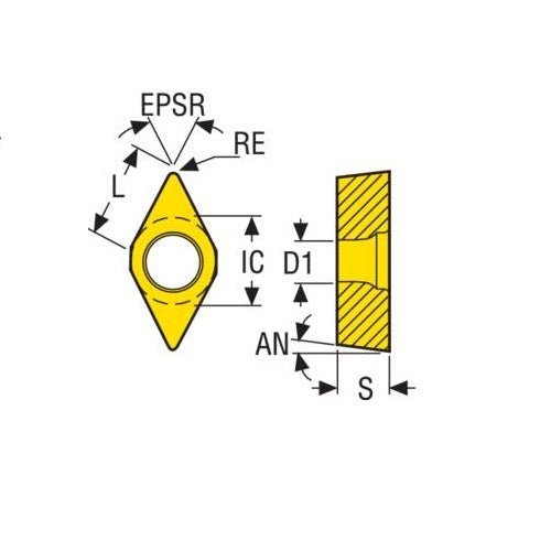 Seco Turning Insert DCMT Insert Style - F2 7° Grade HX - AIMS Industrial Supplies
