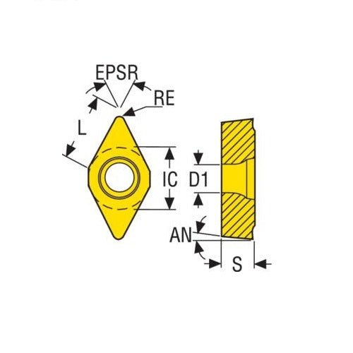 Seco Turning Insert DCMT Insert Style - W - F1 7° CVD Coated - AIMS Industrial Supplies