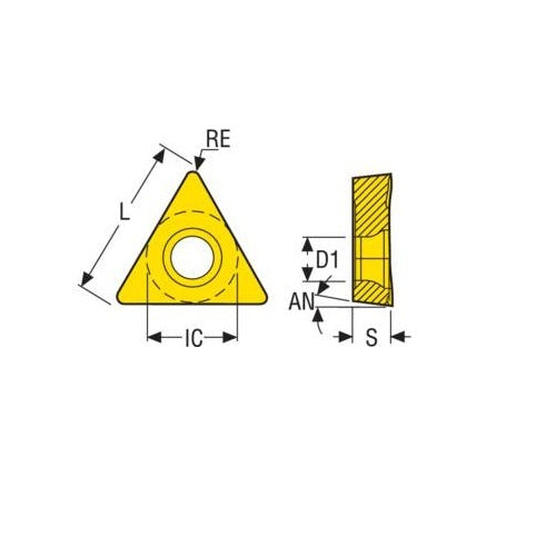 Seco Turning Insert T Shape Code 2.38 x 0.1 x 6.35mm T Insert Type - F1 7° Grade CP500 ± 0.05/± 0.025mm TCGT110201-F1 Pack of 102