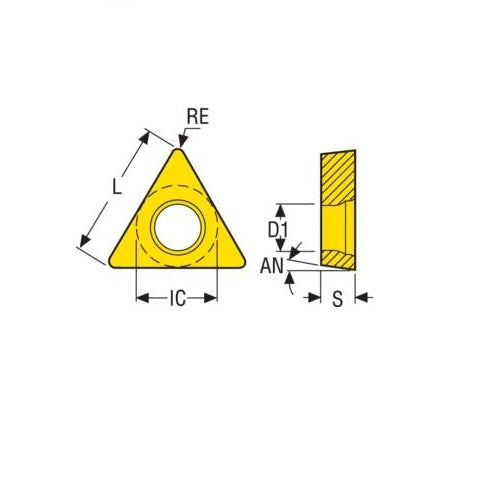 Seco Turning Insert T Shape Code 3.97 x 0.4 x 9.53mm T Insert Type - F1 7° Grade CP200 ± 0.13/± 0.05mm TCMT16T304-F1 Pack of 102