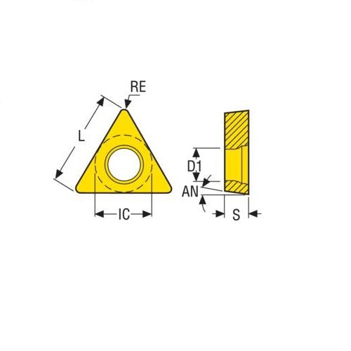 Seco Turning Insert T Shape Code 3.97 x 0.4 x 9.53mm T Insert Type - F1 7° Grade TP1030 ± 0.13/± 0.05mm TCMT16T304-F1 Pack of 102