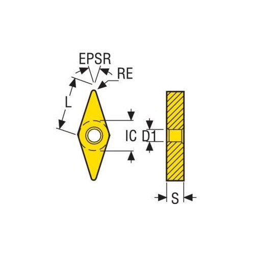 Seco Turning Insert V Shape Code 4.76 x 0.8 x 12.7mm G Insert Type - MR4-203 Grade 883 ± 0.13/± 0.05mm Tolerance VNMG220408-MR4-203,883 - Pack of 10 - AIMS Industrial Supplies