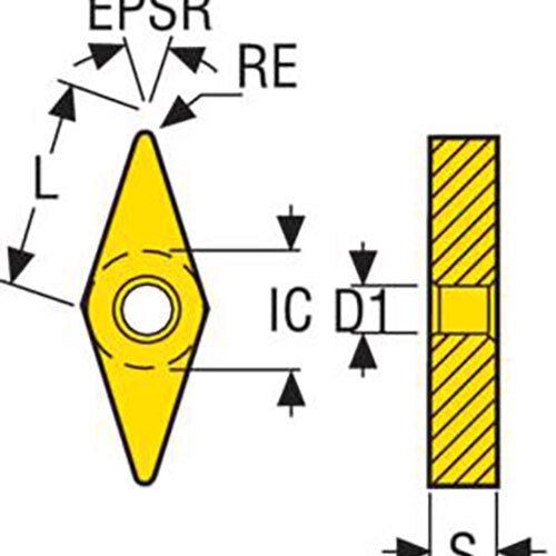 Seco Turning Insert V Shape Code 4.76 x 0.8 x 9.53mm G Insert Type - FF2 Grade TP3501 ± 0.13/± 0.05mm Tolerance VNMG160408-FF2,TP3501 - Pack of 5 - AIMS Industrial Supplies