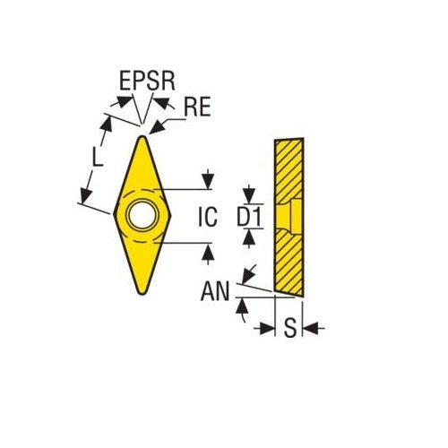 Seco Turning Insert VBMT Insert Style - M5 5° CVD Coated - AIMS Industrial Supplies