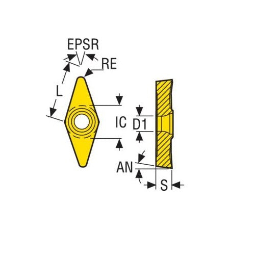 Seco Turning Insert VCGT Insert Style - AL 7° Grade KX2