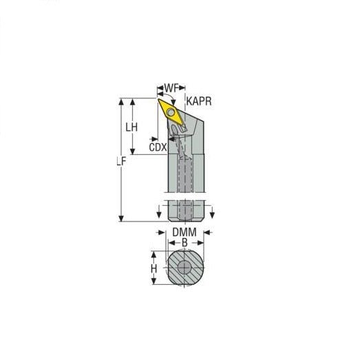 Seco Turning Internal Toolholder (Steel - Pin Lock - P Type) Right - AIMS Industrial Supplies