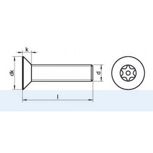 Security Countersunk Post Torx Metal Thread Screw - Stainless Steel - AIMS Industrial Supplies