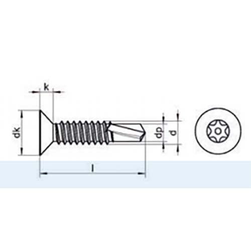 Security Countersunk Post Torx Self Drilling Screw - Stainless Steel - AIMS Industrial Supplies