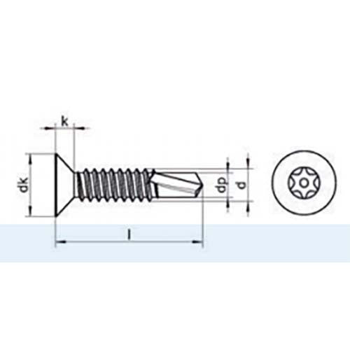 Security Countersunk Post Torx Self Drilling Screw - Stainless Steel2