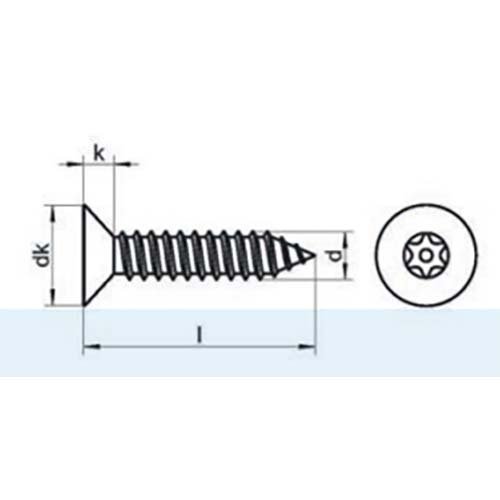 Security CSK Post Torx Self Tapping Screw 304 Stainless Steel - AIMS Industrial Supplies