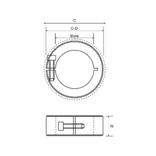 Shaft Collar Steel Black Oxide 1pc Split (Clamp Type) - Imperial - AIMS Industrial Supplies