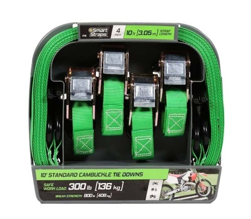 SmartStraps Cambuckle Tie Down Strap Green 3.04m - 4/Pack