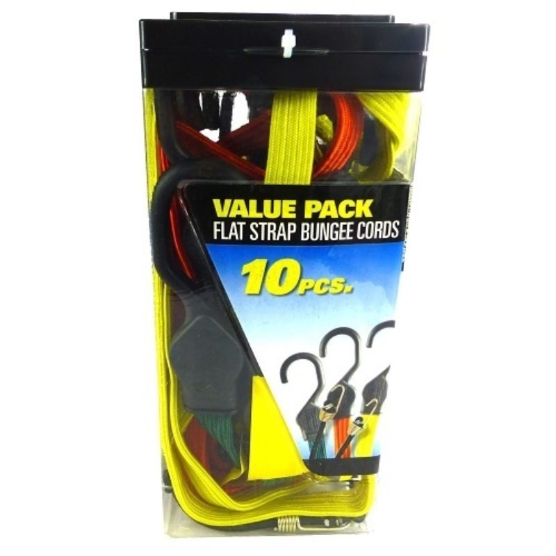SmartStraps Flat Strap Bungee Cords Assorted - 10 Pieces - AIMS Industrial Supplies
