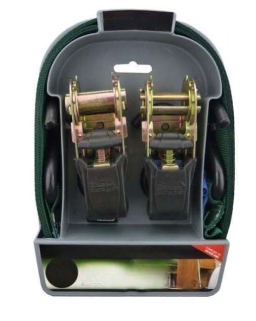 SmartStraps Ratchet Tie Down Strap Green 2m - 2/Pack