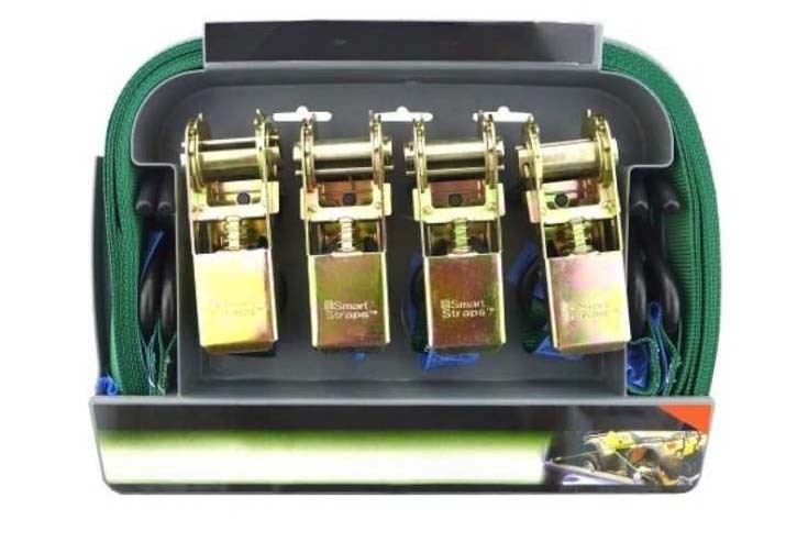 SmartStraps Ratchet Tie Down Strap Green 3m - 4/Pack