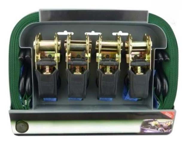 SmartStraps Ratchet Tie Down Strap Green 4m - 4/Pack