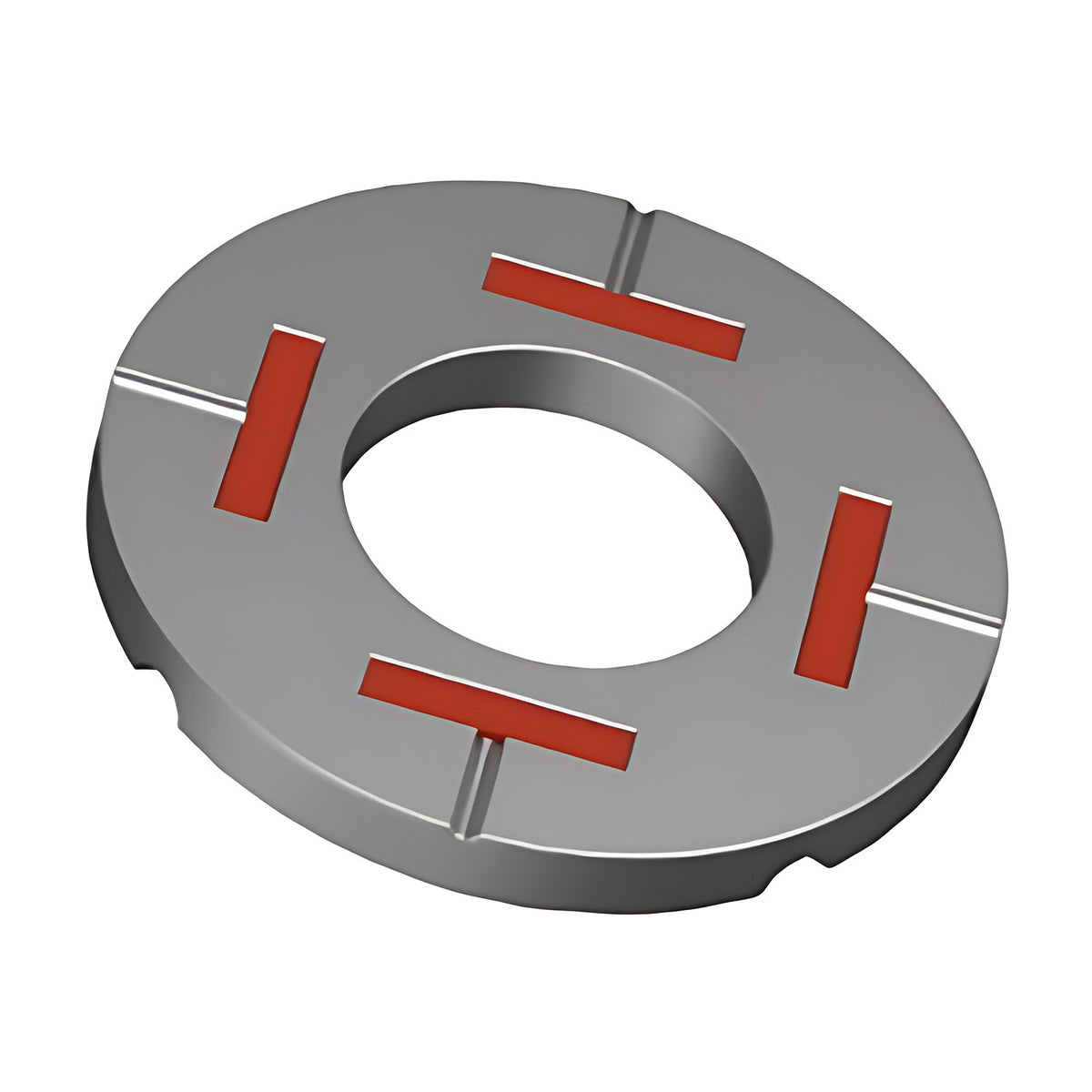 Applied Bolting Class 10.9 Squirter DTI washer, grey galvanised disc with four red squirter pads and slots
