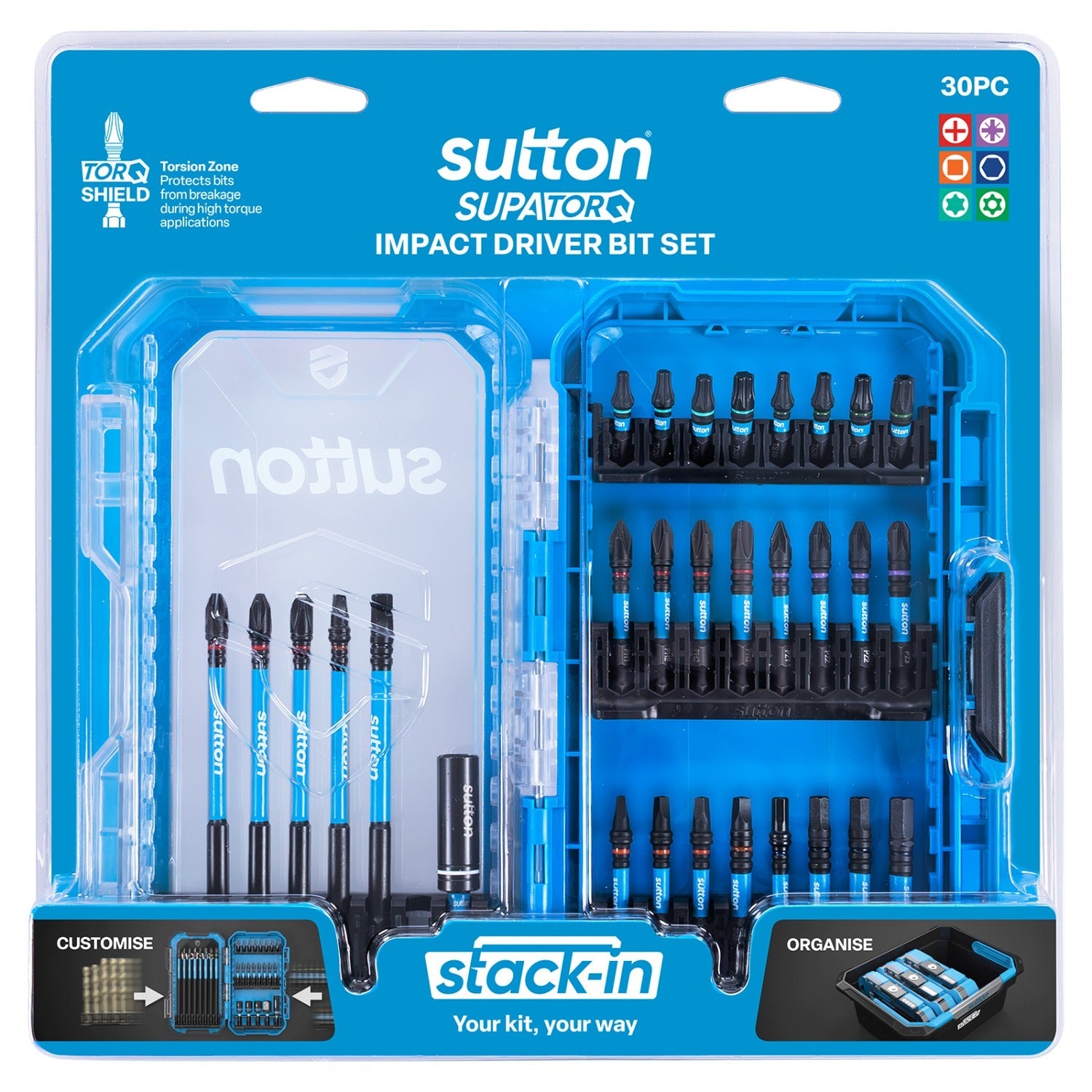 Stack-In Insert/Power Screwdriver Bit Set S250 Supatorq1