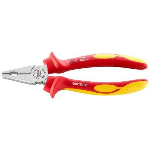 Stahlwille 200mm VDE Combination Plier - Insulated W/ Plastic Sleeves SW6501 - AIMS Industrial Supplies