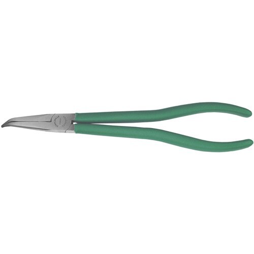 Stahlwille 280mm Mechanic Snipe Nose Plier, 45 Deg Bent - Half-Round Dip-Coated Handle - SW65351