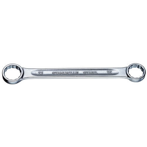 Stahlwille Double-Ended Ring Spanner, Flat- Metric Chrome Plated Finish - AIMS Industrial Supplies