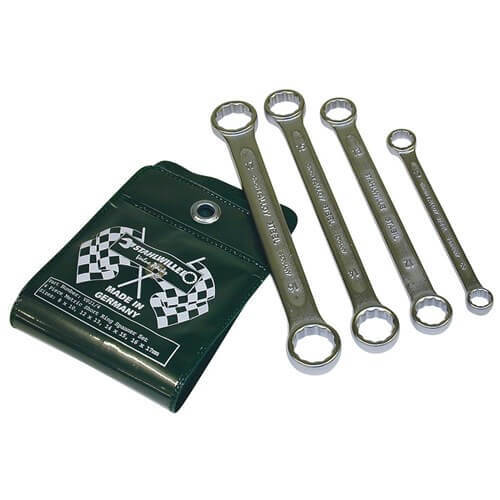Stahlwille Double-Ended Ring Spanner Set 4 -Piece 8 x 10mm - 16 x 17mm, Flat SWVP21/4 - AIMS Industrial Supplies