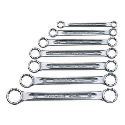 Stahlwille Double-Ended Ring Spanner Set 7-Piece 8 x 9mm - 20 x 22mm, Flat SW21/7 - AIMS Industrial Supplies