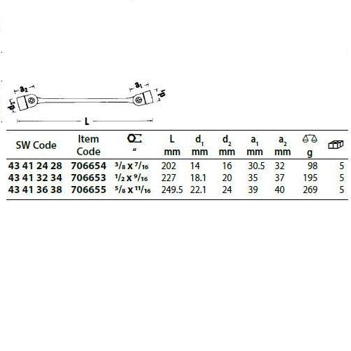 Stahlwille Flexi Joint Double End Spanner-Imperial Chrome Plated Finish2
