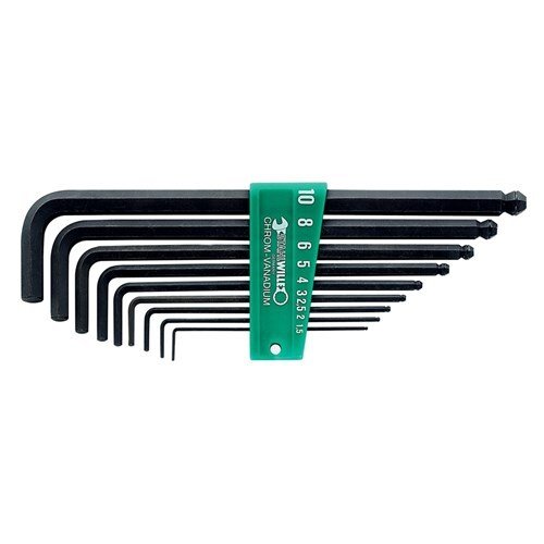 Stahlwille Hex Key Allen Wrench Metric 9-Piece Set, Ball End Long Series SW10767/9 - AIMS Industrial Supplies