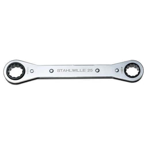 Stahlwille Ratchet Ring Spanner-Metric Chrome Plated Finish - AIMS Industrial Supplies