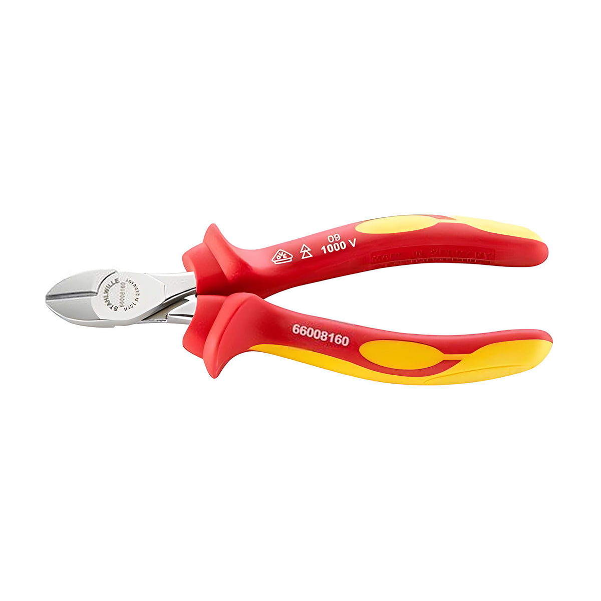 Stahlwille VDE side cutters with a chrome head and red and yellow insulated handles marked 1000 V