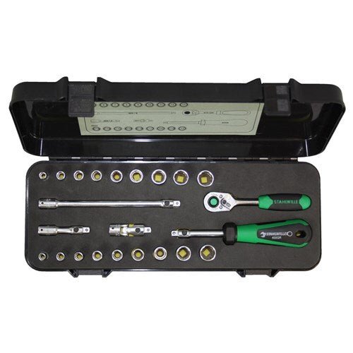 Stahlwille Socket & Accesory 1/4" Drive 5-14mm & 5/32" - 9/16", Set 26-Piece SW40D/40AD/21/5TCS - AIMS Industrial Supplies