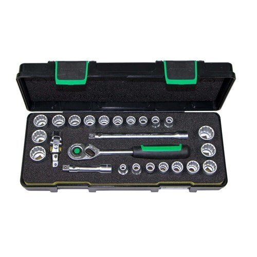 Stahlwille Socket & Accessory 3/8" Drive (8-19mm & 1/4 - 3/4") Set, 25Pcs - AIMS Industrial Supplies