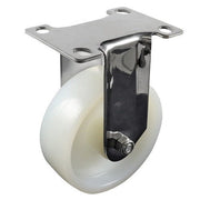 Stainless Fixed Plate Castor - Nylon Wheel, White G7 Series - AIMS Industrial Supplies