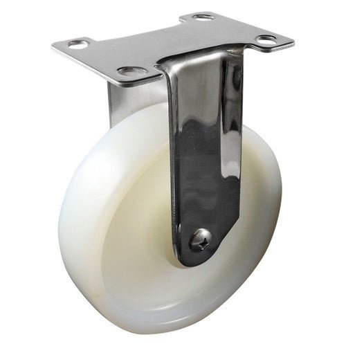 Stainless Fixed Plate Castor - Nylon Wheel, White G7 Series - AIMS Industrial Supplies