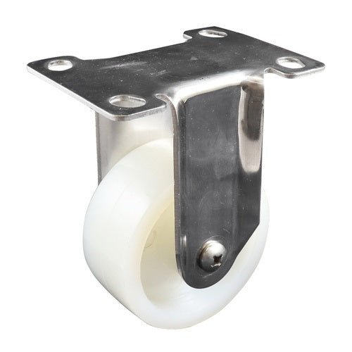 Stainless Fixed Plate Castor - Nylon Wheel, White G7 Series - AIMS Industrial Supplies