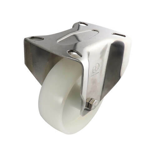 Stainless Fixed Plate Castor - Nylon Wheel, White S5 Series1