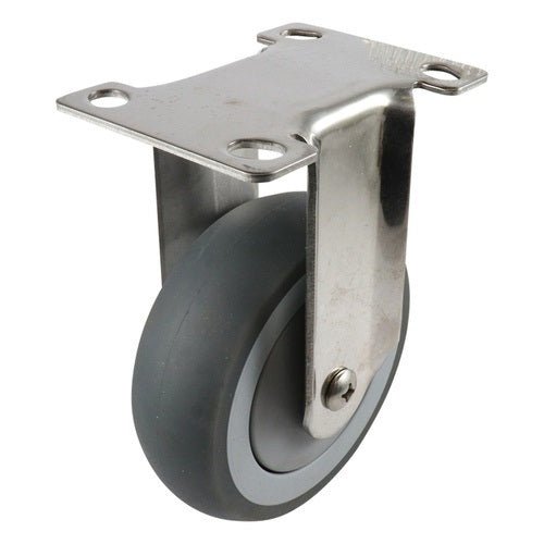 Stainless Fixed Plate Castor - Rubber Wheel, Grey G7 Series - AIMS Industrial Supplies