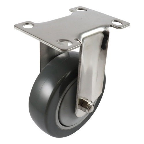 Stainless Fixed Plate Castor - Urethane Wheel, Grey G7 Series - AIMS Industrial Supplies