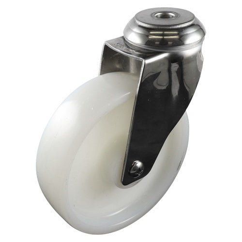 Stainless Swivel Bolt Hole Castor - Nylon Wheel, White G7 Series - AIMS Industrial Supplies