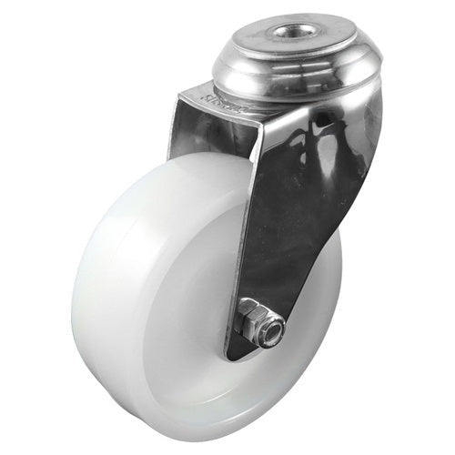 Stainless Swivel Bolt Hole Castor - Nylon Wheel, White G7 Series - AIMS Industrial Supplies