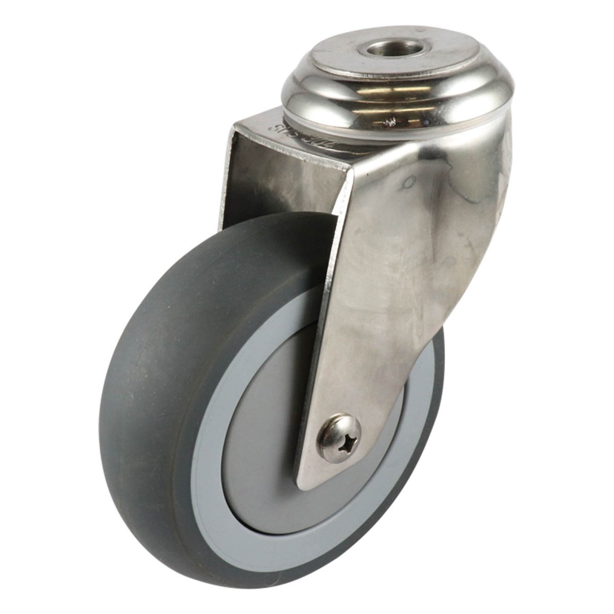 Stainless Swivel Bolt Hole Castor - Rubber Wheel, Grey G7 Series - AIMS Industrial Supplies