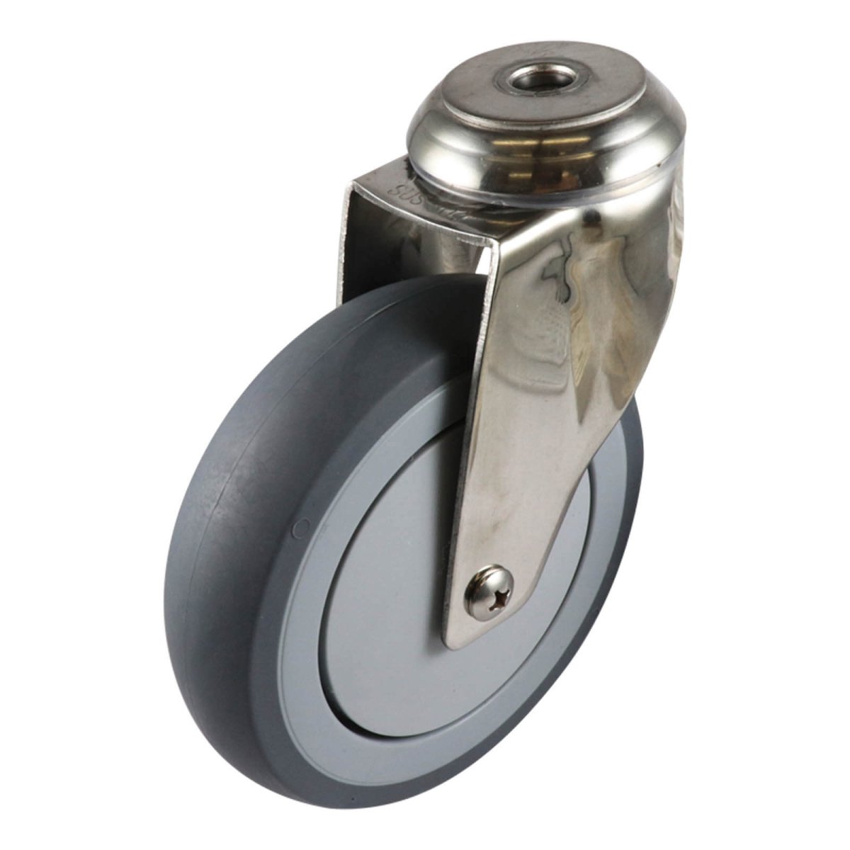 Stainless Swivel Bolt Hole Castor - Rubber Wheel, Grey G7 Series - AIMS Industrial Supplies