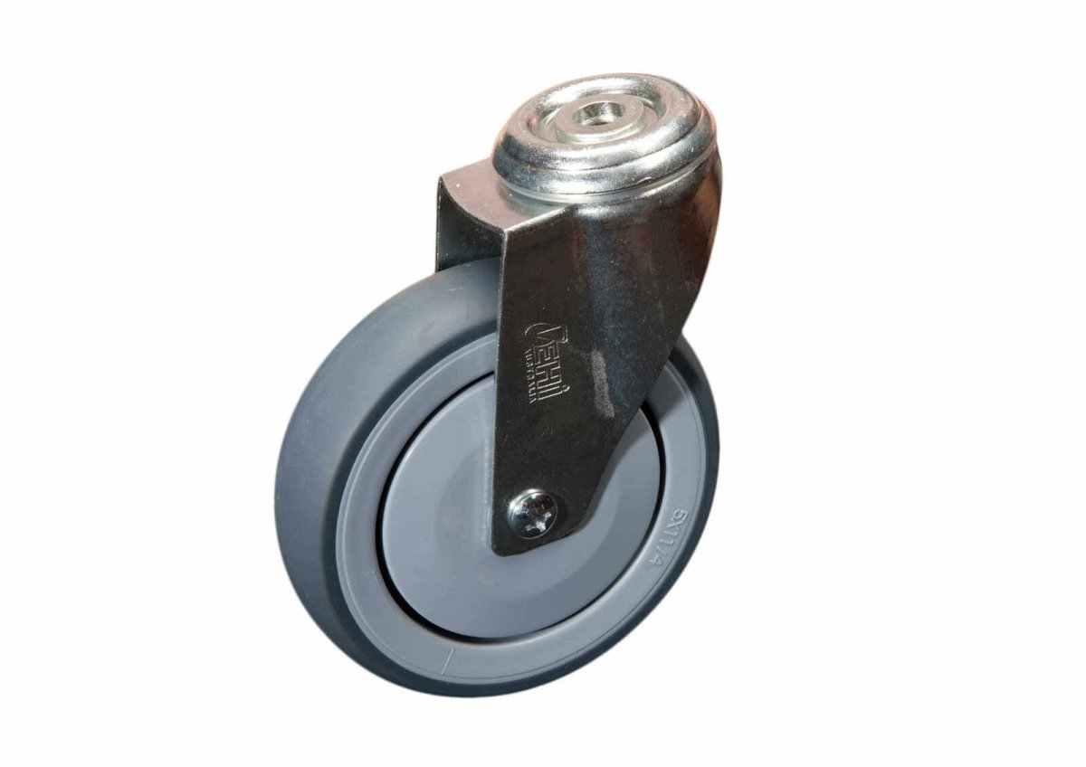Stainless Swivel Bolt Hole Castor - Rubber Wheel, Grey G7 Series - AIMS Industrial Supplies