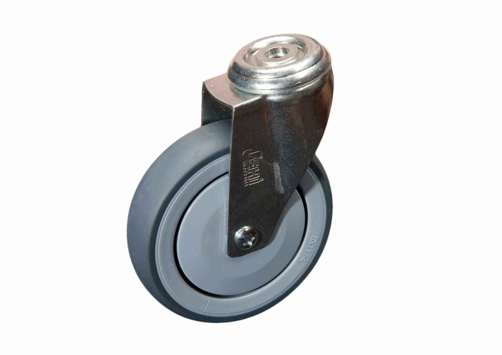 Stainless Swivel Bolt Hole Castor - Rubber Wheel, Grey G7 Series1