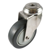 Stainless Swivel Bolt Hole Castor - Urethane Wheel, Grey G7 Series - AIMS Industrial Supplies